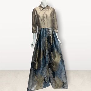 Teri Jon Two Toned Jacquard Gown New Missing Belt